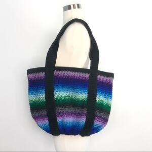 Crochet Colorful Hand Made Knit Tote Bag Boho